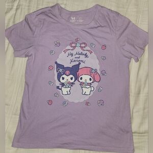 Juniors Hybrid Apparel Lavender Tee with My Melody and Kuromi Preowned